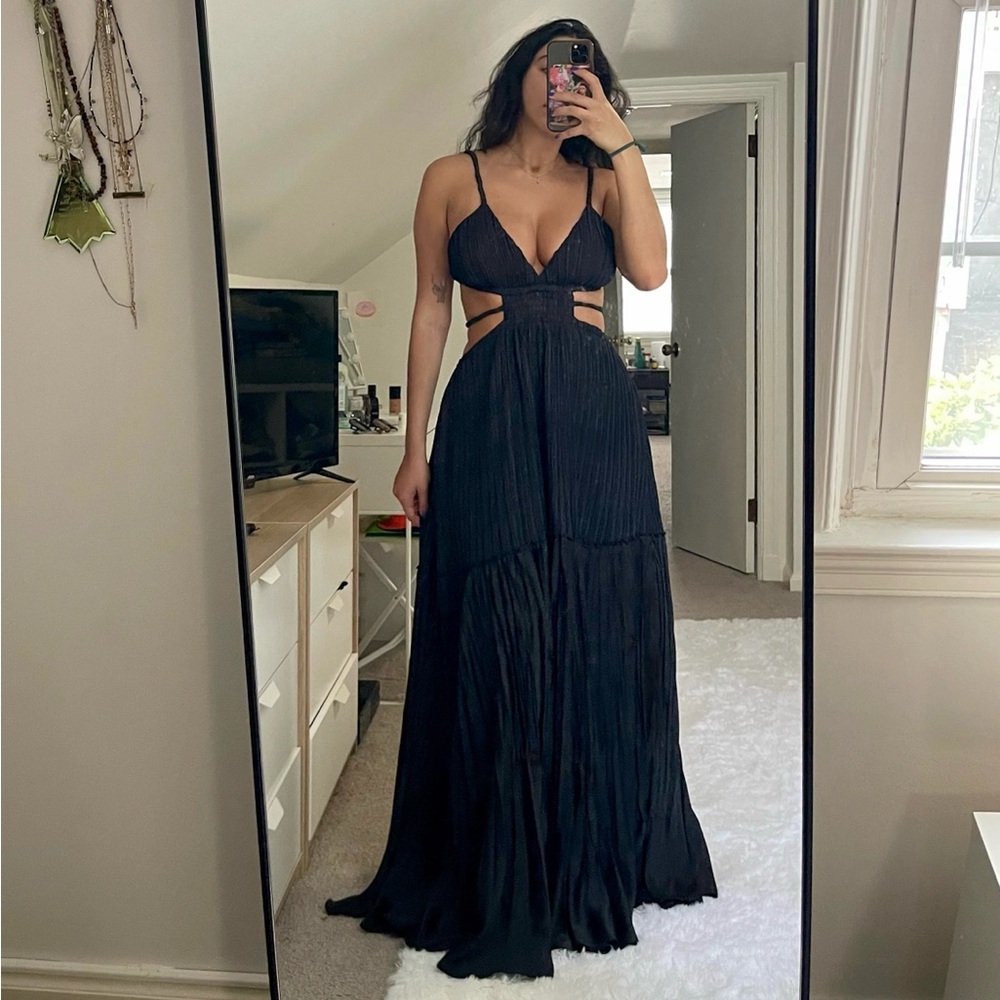 Jonathan Simkhai Liz Pleated Gown in Black, Size 6